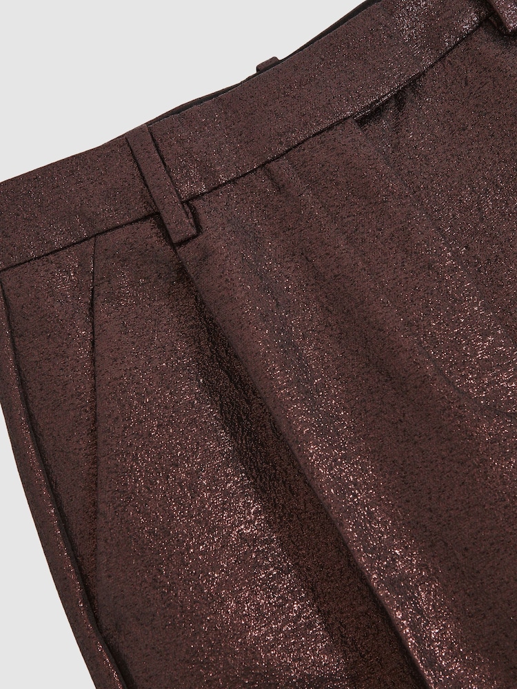 Reiss Burgundy Sienna Tapered Metallic Suit Trousers with Cotton - Image 7 of 7 Reiss Burgundy Sienna Tapered Metallic Suit Trousers with Cotton - Image 7 of 7
