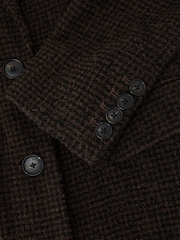 Reiss Chocolate Brown Check Kai Petite Wool-Blend Houndstooth Check Coat - Image 7 of 8