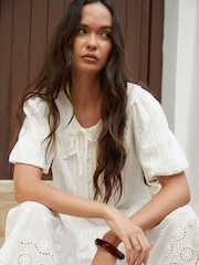 Another Sunday Broderie Collar Puff Sleeve Blouse - Imagen 4 de 5