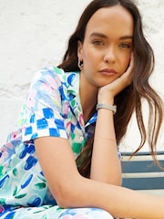 Another Sunday Blue Floral Printed Check Satin Shirt - Image 4 of 5