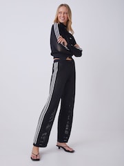 adidas Originals Black Knitted Croched Firebird Trousers - Image 3 of 10