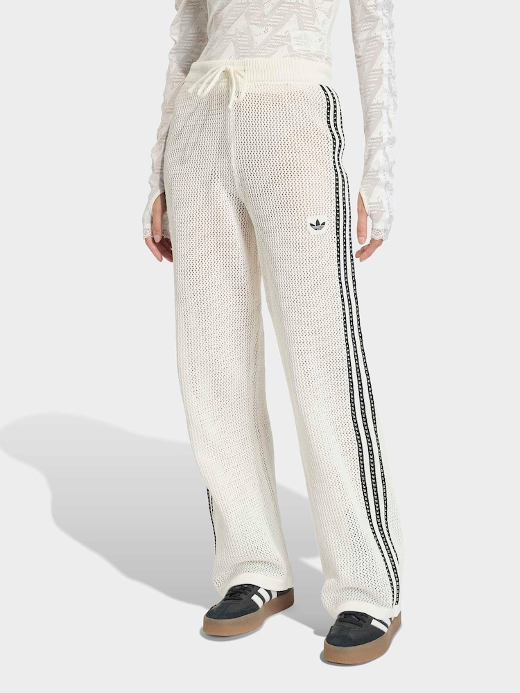 adidas Originals White Knitted Croched Firebird Trousers - Image 2 of 10 adidas Originals White Knitted Croched Firebird Trousers - Image 2 of 10