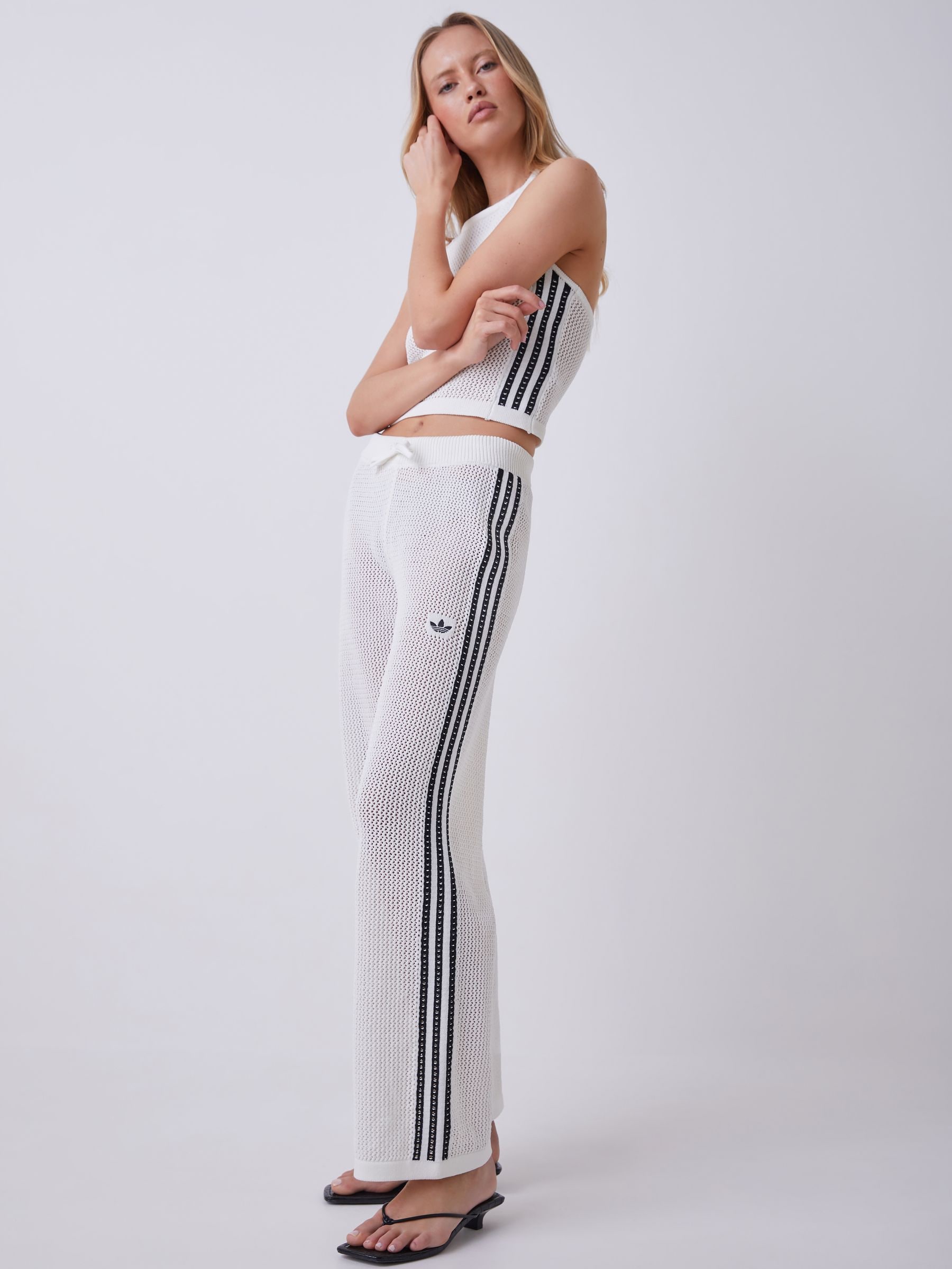 Buy adidas Originals White Knitted Croched Firebird Trousers from