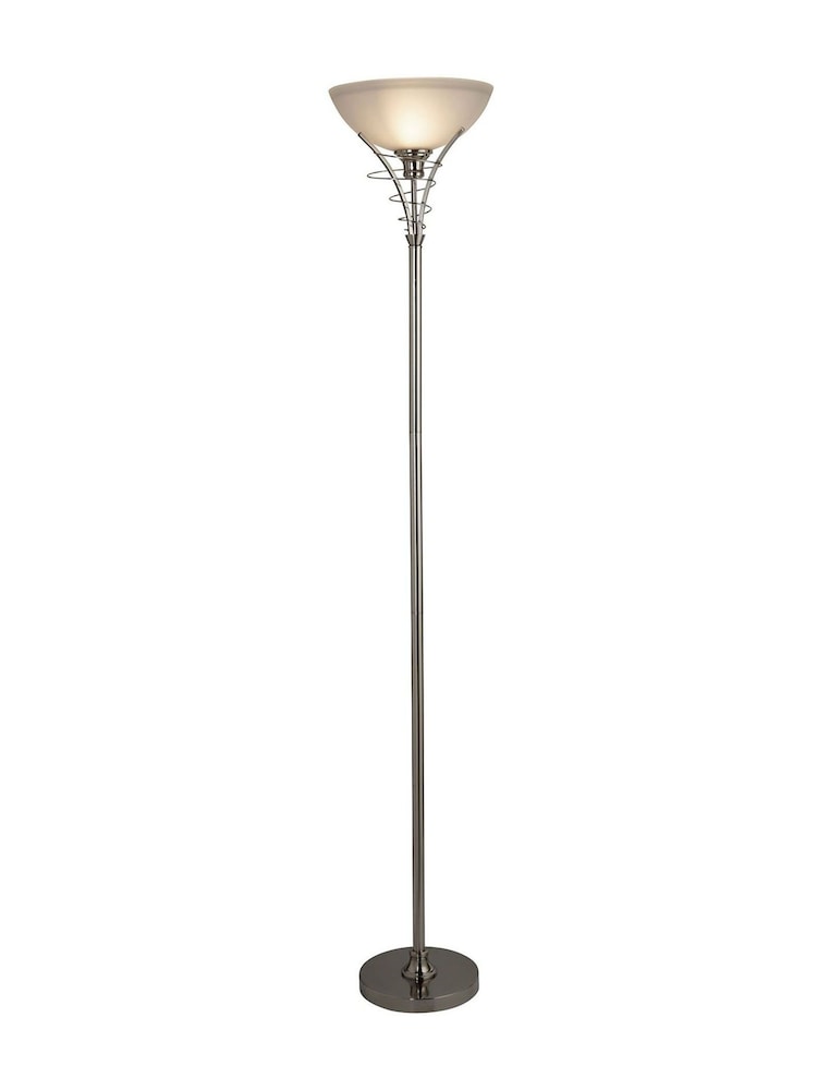 Searchlight Satin Silver Carriden Uplighter Floor Lamp Acid Glass - Image 2 of 4