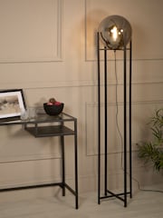 Searchlight Black and Smoke Nocturne Floor Lamp Smoked Glass - Image 1 of 3