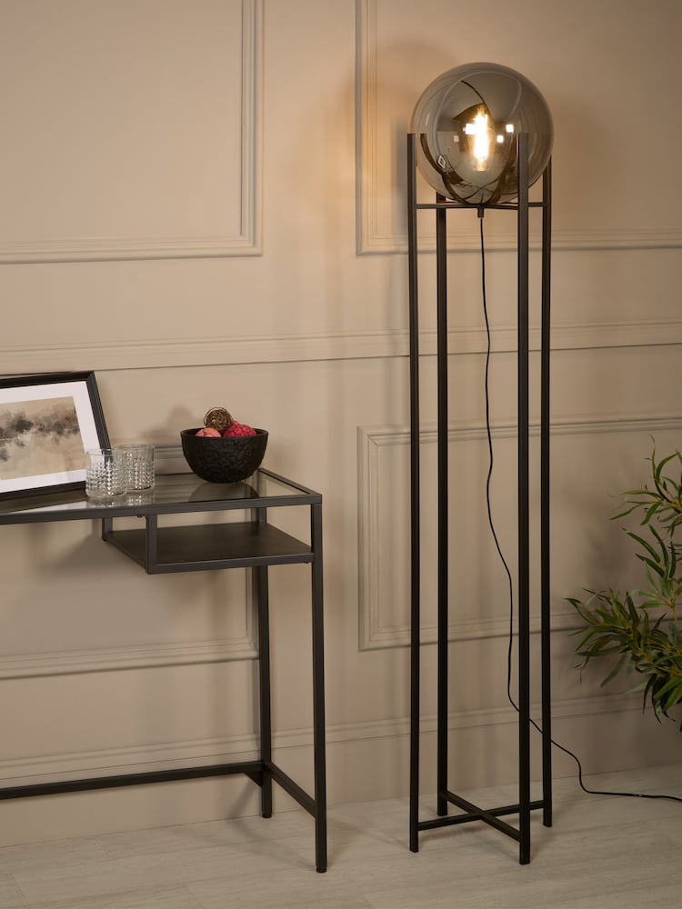 Searchlight Black and Smoke Nocturne Floor Lamp Smoked Glass - Image 1 of 3