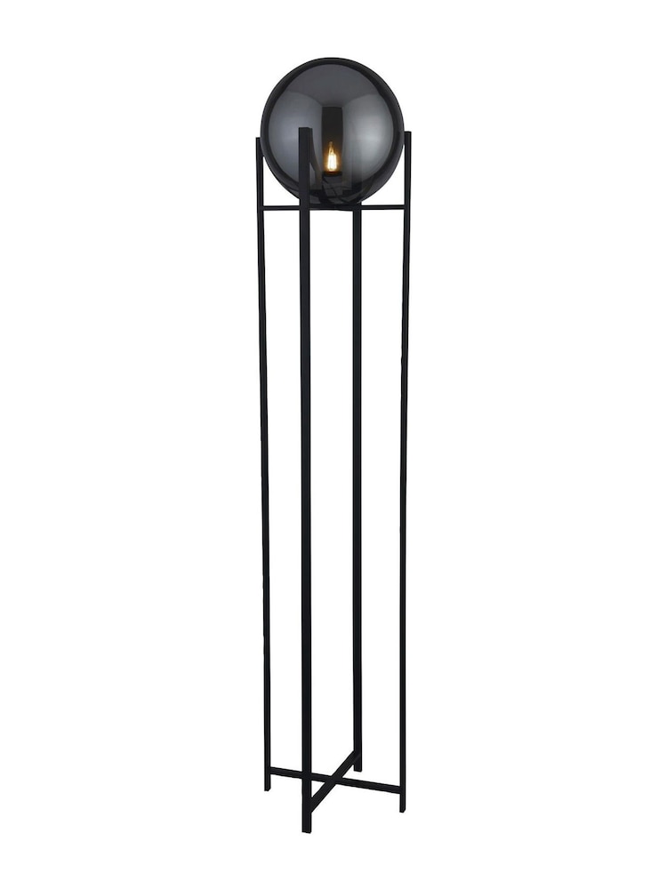 Searchlight Black and Smoke Nocturne Floor Lamp Smoked Glass - Image 2 of 3