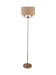 Searchlight Satin Nickel and Oatmeal and White Château Lumière 2 Light Floor Lamp - Image 3 of 4