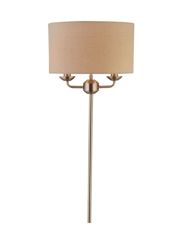 Searchlight Satin Nickel and Oatmeal and White Château Lumière 2 Light Floor Lamp - Image 4 of 4