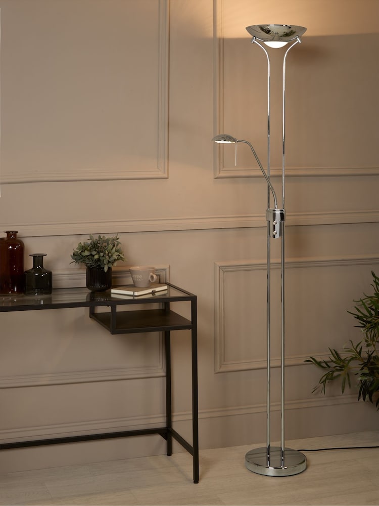 Searchlight Chrome Carina  Sol LED Dimmable Mother  Child Floor Lamp - Image 1 of 4