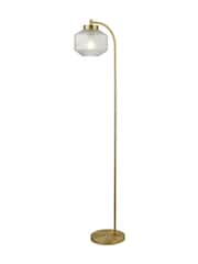 Searchlight Satin Brass and Clear Tetra Floor Lamp - Image 3 of 4