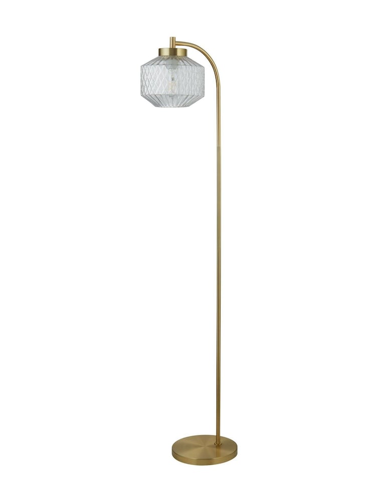Searchlight Satin Brass and Clear Tetra Floor Lamp - Image 4 of 4