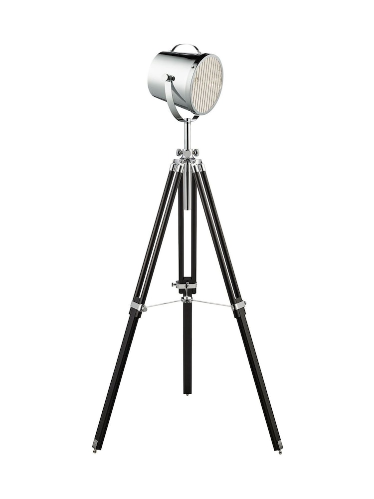 Searchlight Chrome and Black Edison Tri-Beam Adjustable Floor Lamp - Image 2 of 4 Searchlight Chrome and Black Edison Tri-Beam Adjustable Floor Lamp - Image 2 of 4