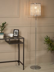 Searchlight Chrome and Clear Claudine Floor Lamp - Image 1 of 4