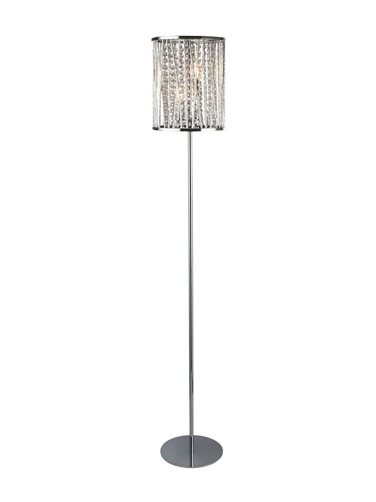 Searchlight Chrome and Clear Claudine Floor Lamp - Image 2 of 4