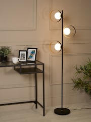 Searchlight Black and Gold Moon Floor Lamp Opal Glass - Image 1 of 4