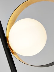Searchlight Black and Gold Moon Floor Lamp Opal Glass - Image 2 of 4