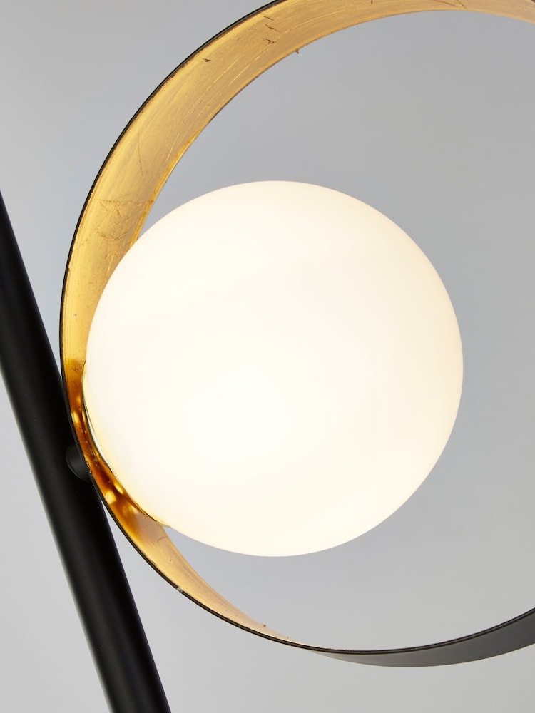 Searchlight Black and Gold Moon Floor Lamp Opal Glass - Image 2 of 4
