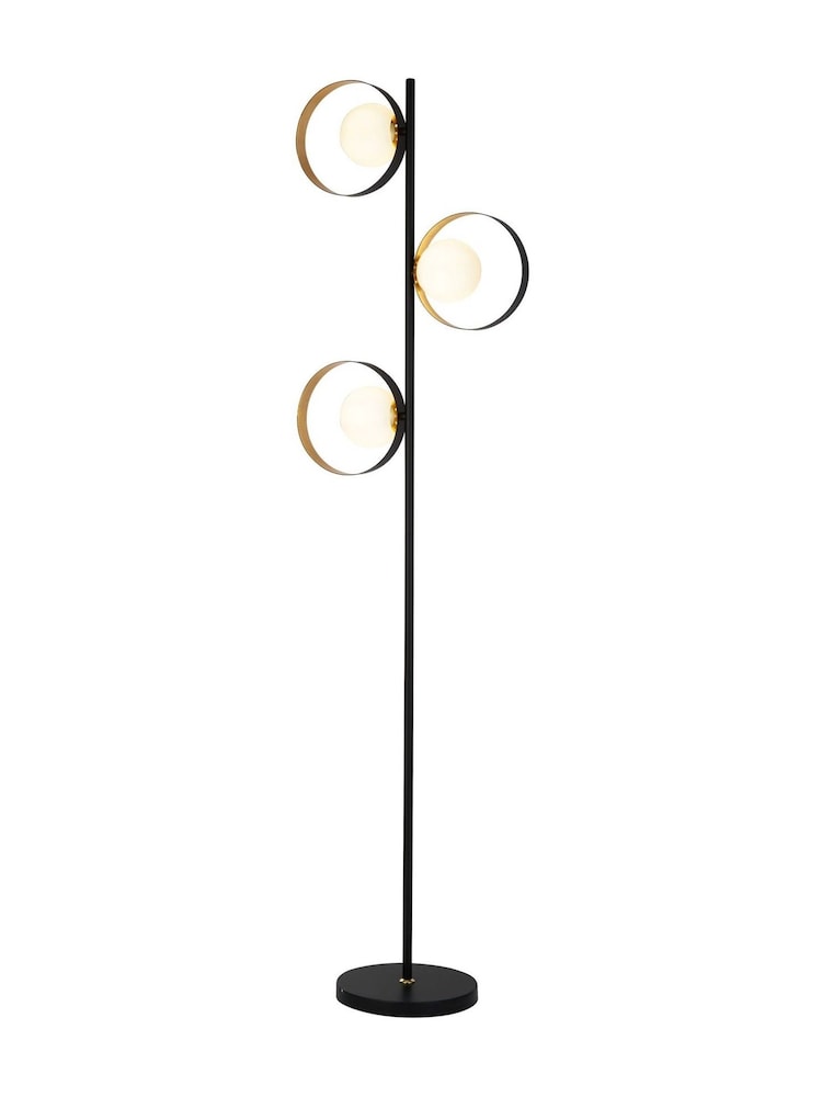 Searchlight Black and Gold Moon Floor Lamp Opal Glass - Image 4 of 4