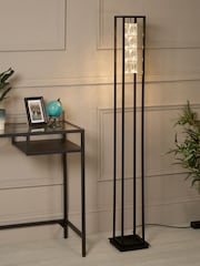 Searchlight Matt Black and Chrome and Clear Ascent Crystal Centre Floor Lamp - Image 1 of 4