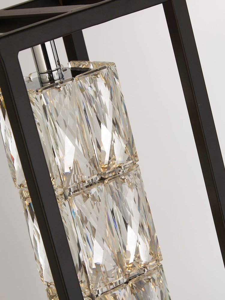 Searchlight Matt Black and Chrome and Clear Ascent Crystal Centre Floor Lamp - Image 2 of 4