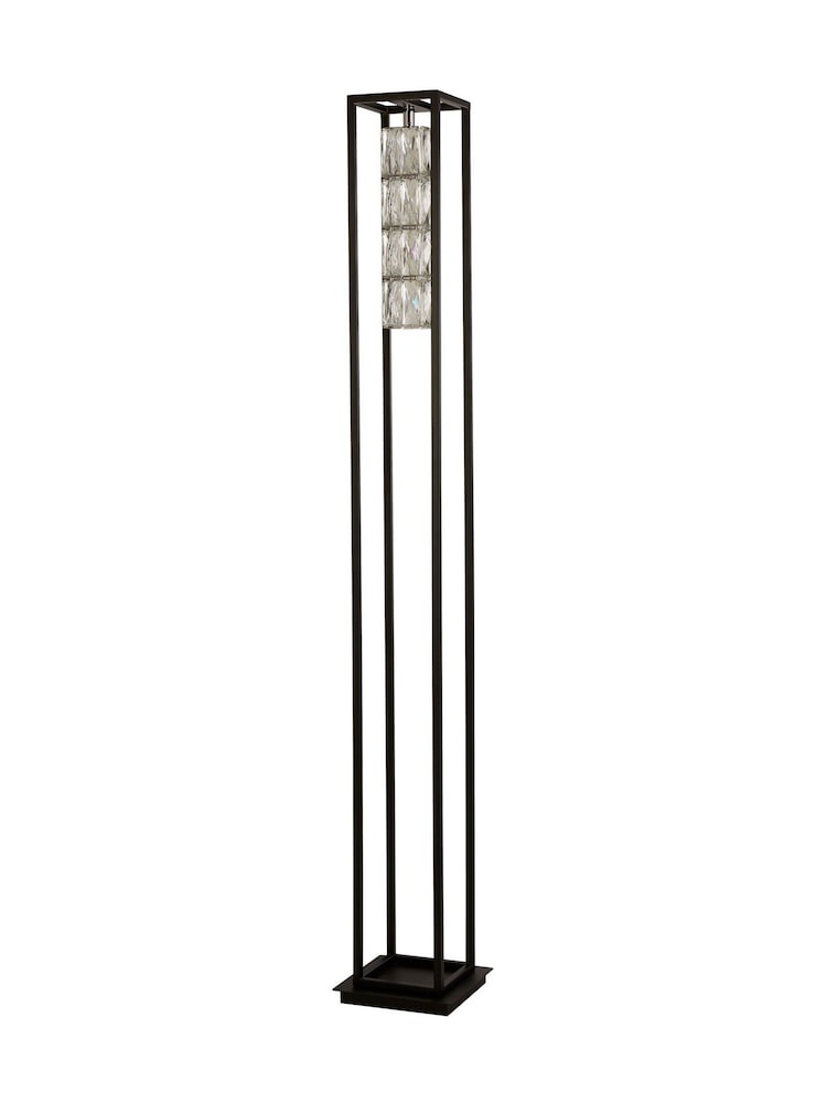 Searchlight Matt Black and Chrome and Clear Ascent Crystal Centre Floor Lamp - Image 4 of 4