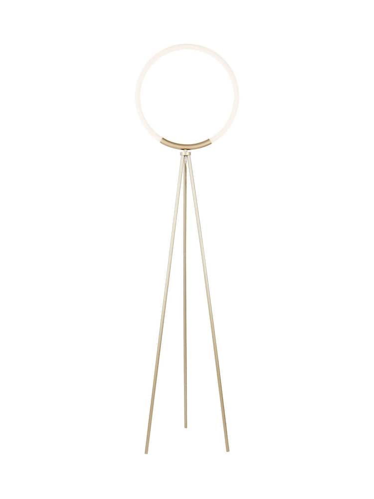 Searchlight Gold and White Viora Loop LED Frosted Hoop Tripod Floor Lamp - Image 2 of 4