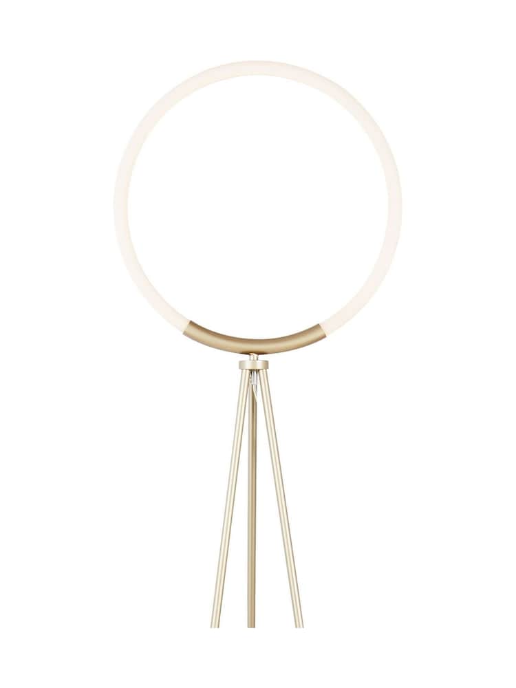 Searchlight Gold and White Viora Loop LED Frosted Hoop Tripod Floor Lamp - Image 4 of 4