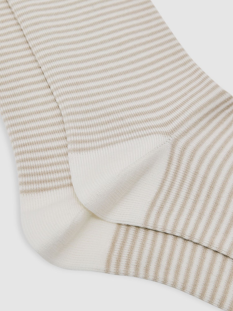 Reiss Ecru/Oatmeal Mario Stripe Striped Socks - Image 2 of 3