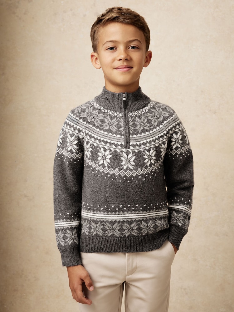 Reiss Dark Grey/Off White Perth Jumper - Image 2 of 5 Reiss Dark Grey/Off White Perth Jumper - Image 2 of 5