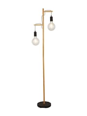 Searchlight Natural Wood and Black Scandara 2Lt Floor Lamp - Image 3 of 4