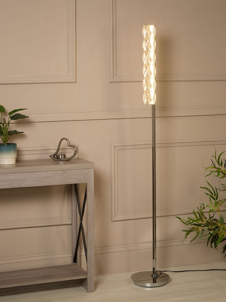Searchlight Chrome and Clear Vitrina LED Floor with Faceted Clear Glass Trim - Image 1 of 4