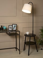 Searchlight White and Black Shelfina Ridge Shelf Floor Lamp - Image 1 of 4