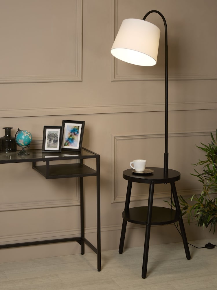Searchlight White and Black Shelfina Ridge Shelf Floor Lamp - Image 1 of 4