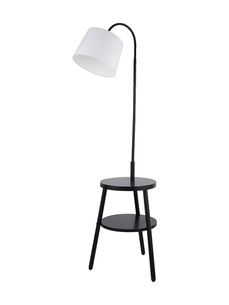 Searchlight White and Black Shelfina Ridge Shelf Floor Lamp - Image 2 of 4
