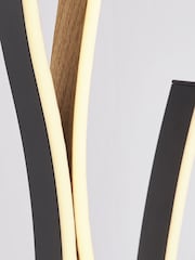 Searchlight Sand Black and Wood Effect Wavero Floor Lamp Wood Effect - Image 2 of 4