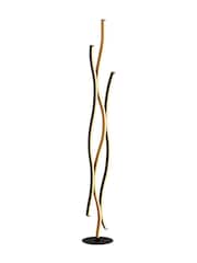 Searchlight Sand Black and Wood Effect Wavero Floor Lamp Wood Effect - Image 3 of 4