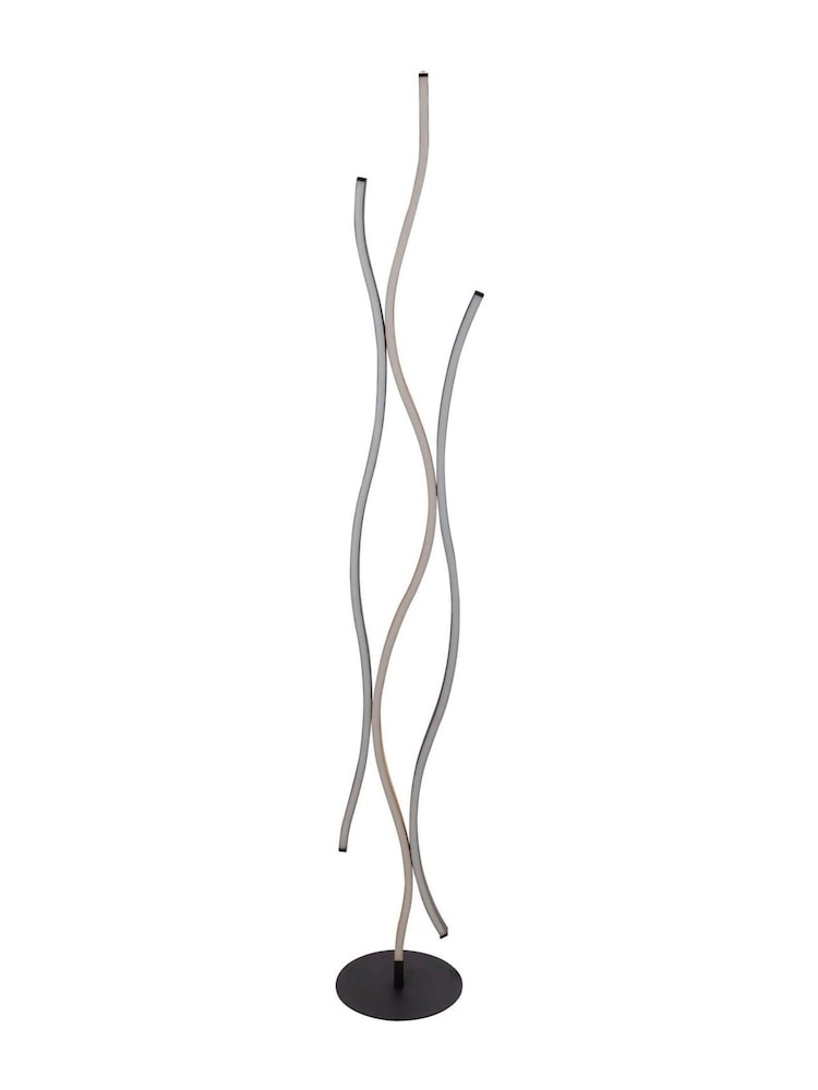 Searchlight Sand Black and Wood Effect Wavero Floor Lamp Wood Effect - Image 4 of 4