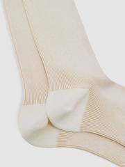 Reiss Ecru/Oatmeal Cory Two Tone Cotton Socks - Image 2 of 3