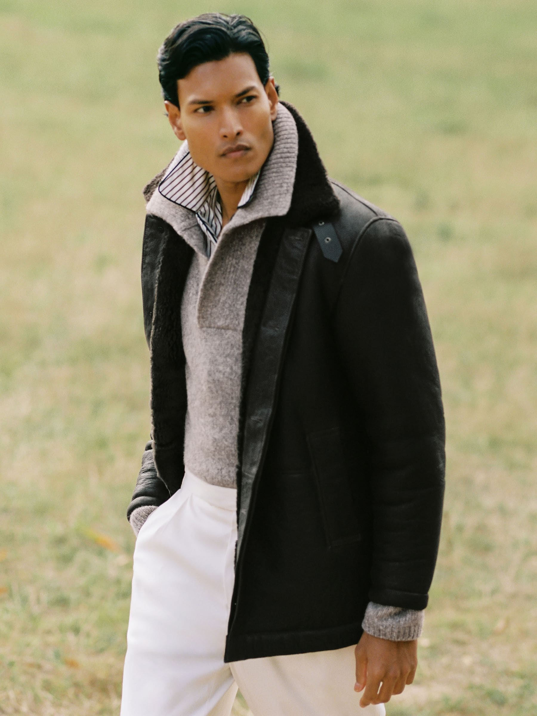 Buy Reiss Taupe Brown Melange Vatali Wool-Blend Relaxed Open