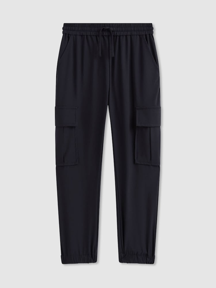 Reiss Navy Lucian Technical Drawstring Trousers - Image 2 of 4