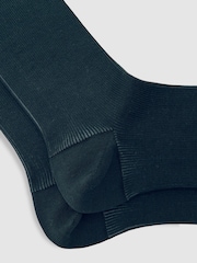 Reiss Dark Green Cory Two Tone Cotton Socks - Image 2 of 3