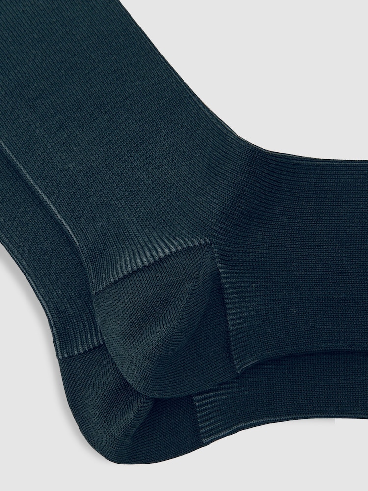 Reiss Dark Green Cory Two Tone Cotton Socks - Image 2 of 3