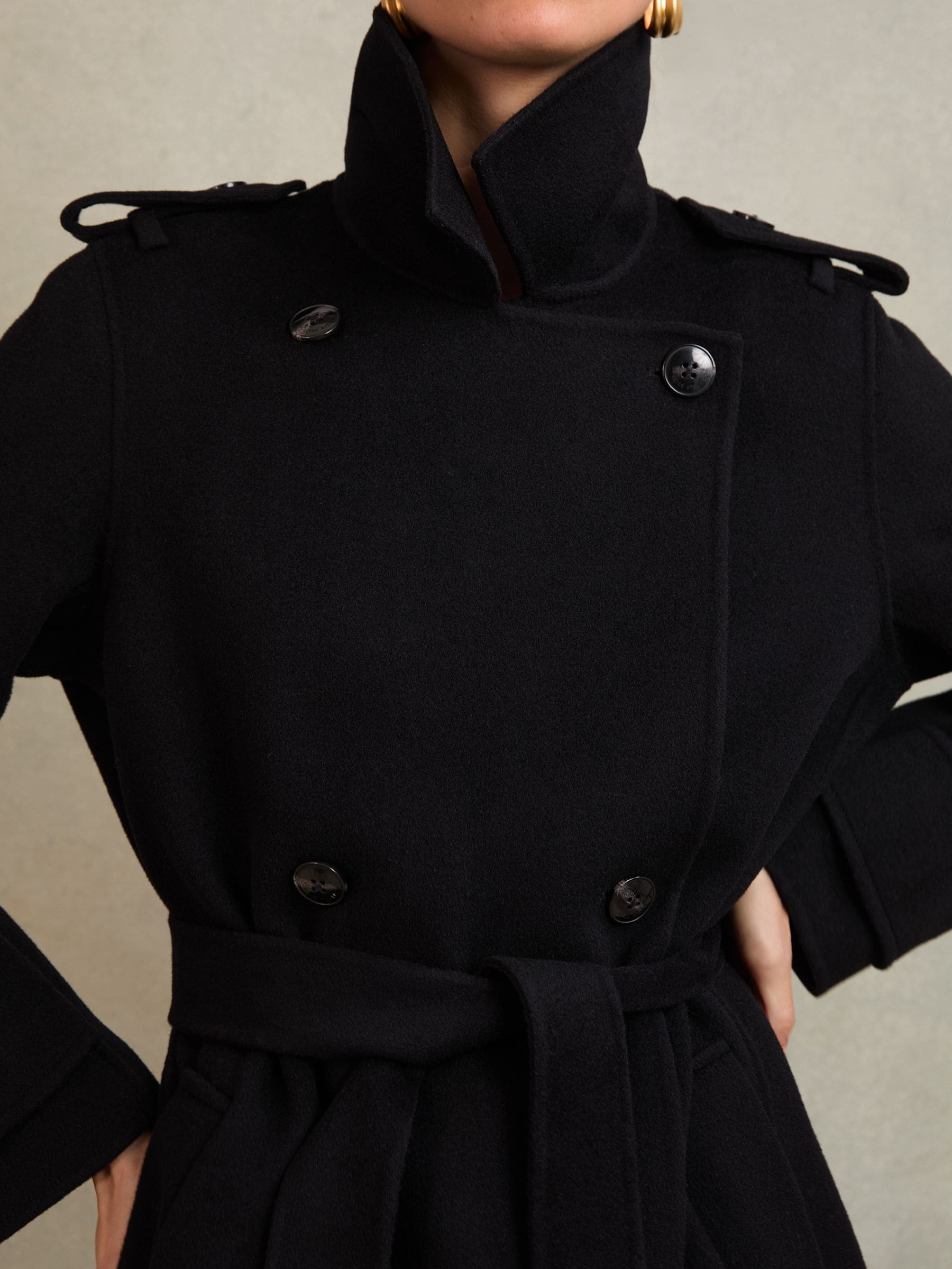 Buy Atelier Black Jolene Atelier Wool Faux-Fur Collar Coat from