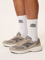 Reiss White Marcus Monogram Cotton-Blend Ribbed Socks - Image 2 of 4