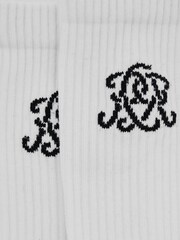 Reiss White Marcus Monogram Cotton-Blend Ribbed Socks - Image 3 of 4