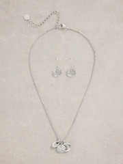 White Stuff Silver Tone Luna Earrings and Necklace Set - Image 1 of 3