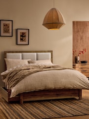 Oak Effect Bronx Wooden Two Drawer Storage Upholstered Bed Frame - Image 1 of 8