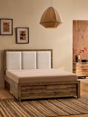 Oak Effect Bronx Wooden Two Drawer Storage Upholstered Bed Frame - Image 2 of 8