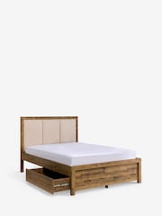 Oak Effect Bronx Wooden Two Drawer Storage Upholstered Bed Frame - Image 7 of 8